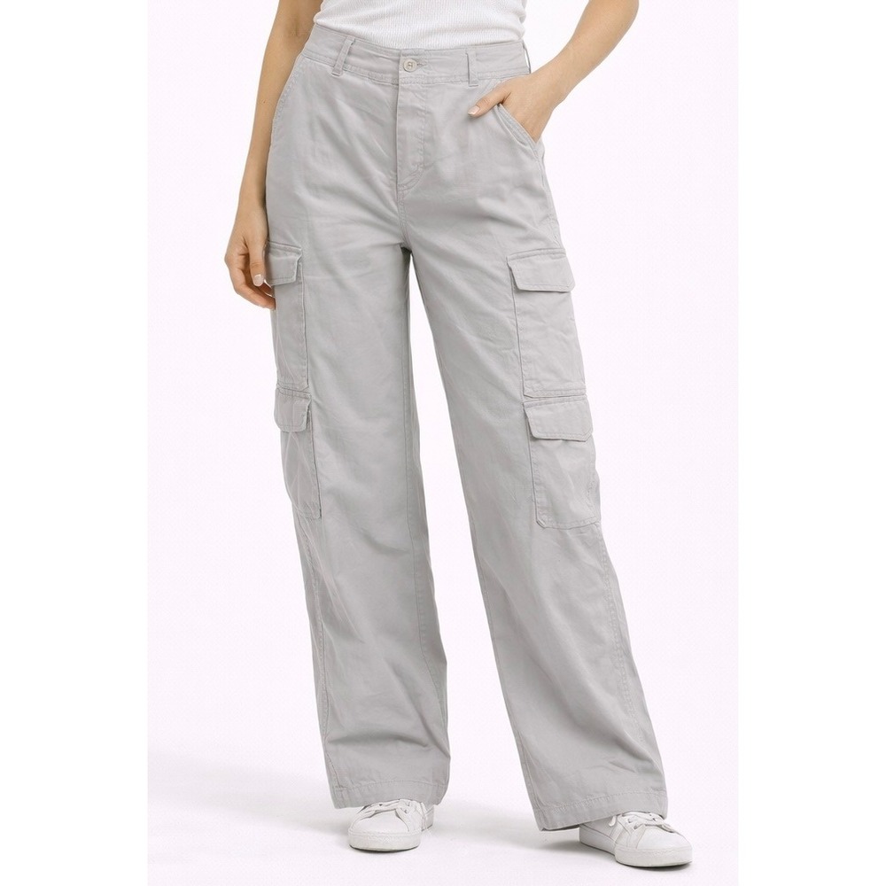 ABERCROMBIE &‎ FITCH High-Rise Wide-Leg Cargo Pants Light Gray Women Size 29/8